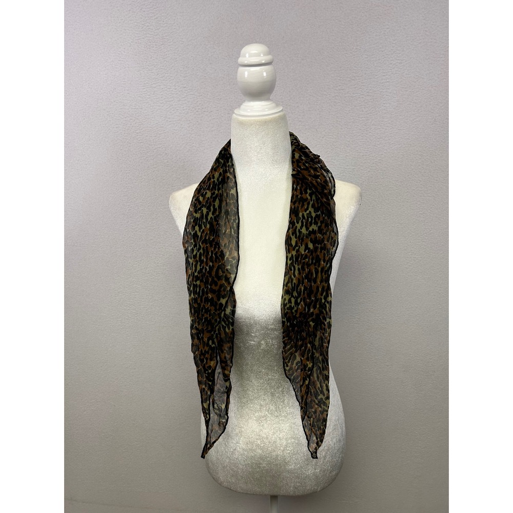 Mob Wife Indie Sleaze Womens OS Brown Leopard Print Sheer Scarf - Picture 3 of 6